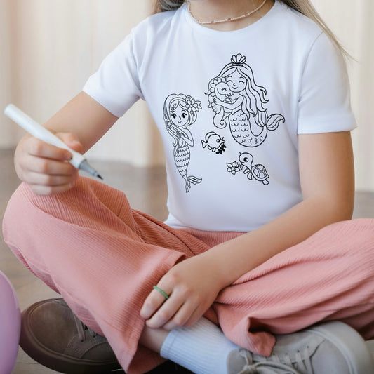 T-Shirt to color yourself - Mermaid Seahorse