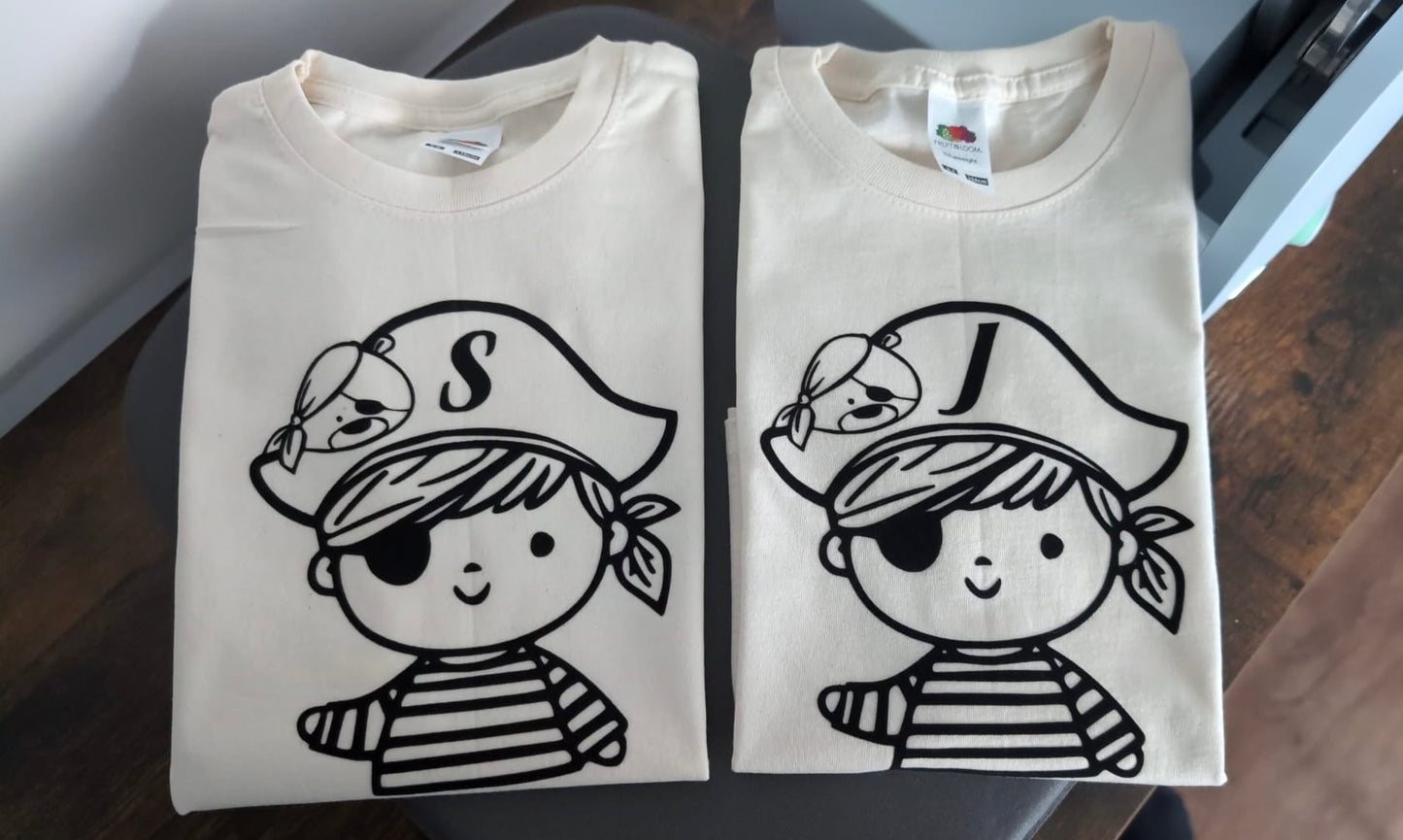 T-Shirt om zelf in te kleuren - Piraat