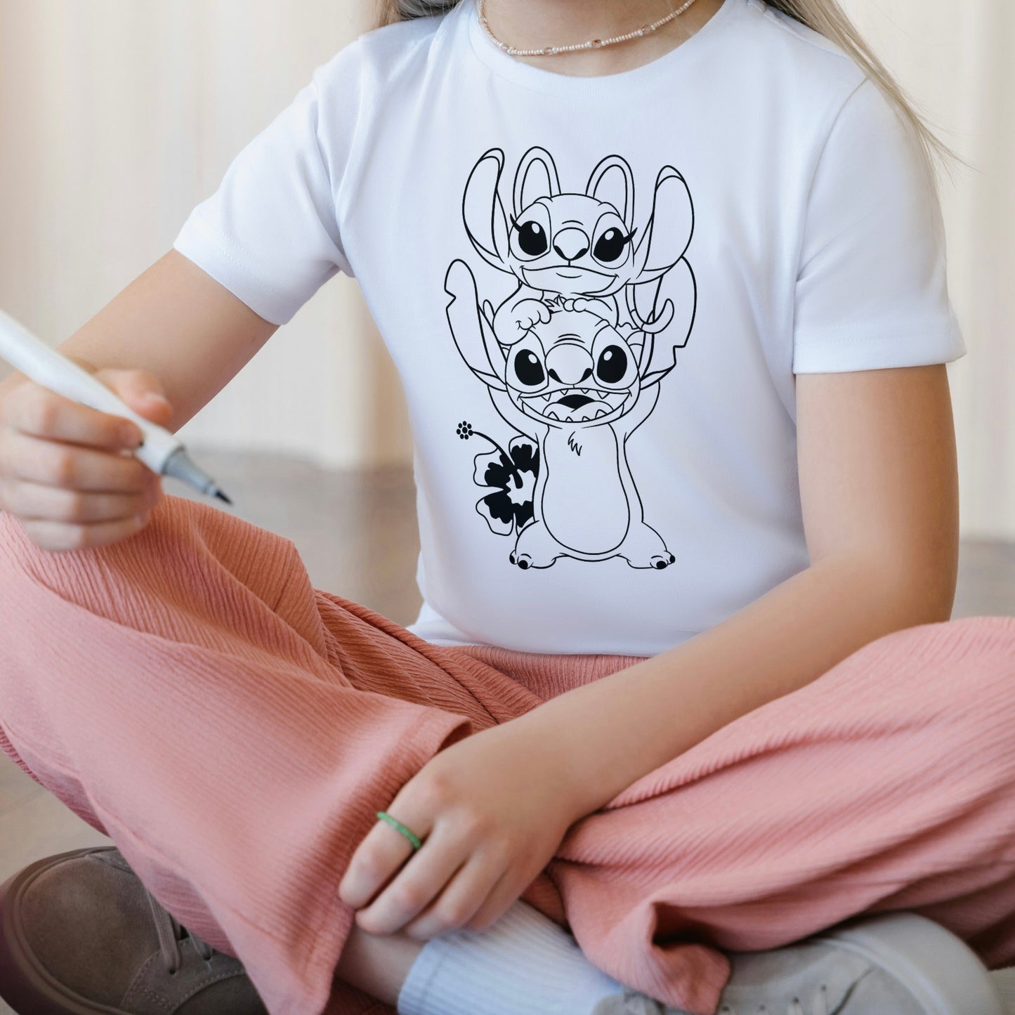 Angel &amp; Stitch Coloring T-Shirt